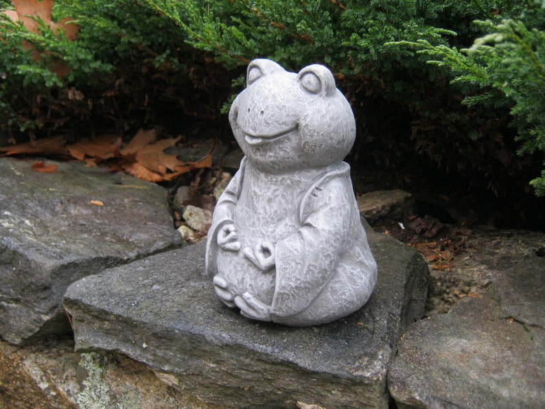 Frog Statue Zen Frog Buddha Meditating Yogi Frog Concrete Etsy