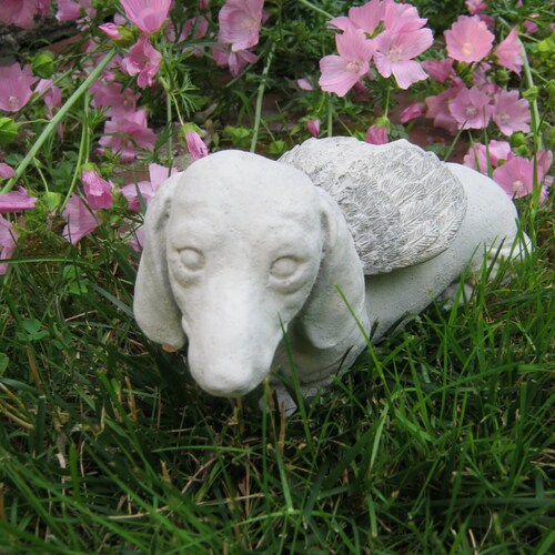 Dog Angel Statue long Haired Dachshund Pet Etsy