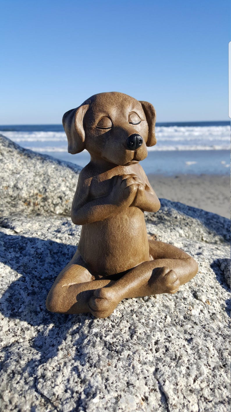 Dog Buddha Statue Brown Dog Memorial Meditating Dog Zen Etsy