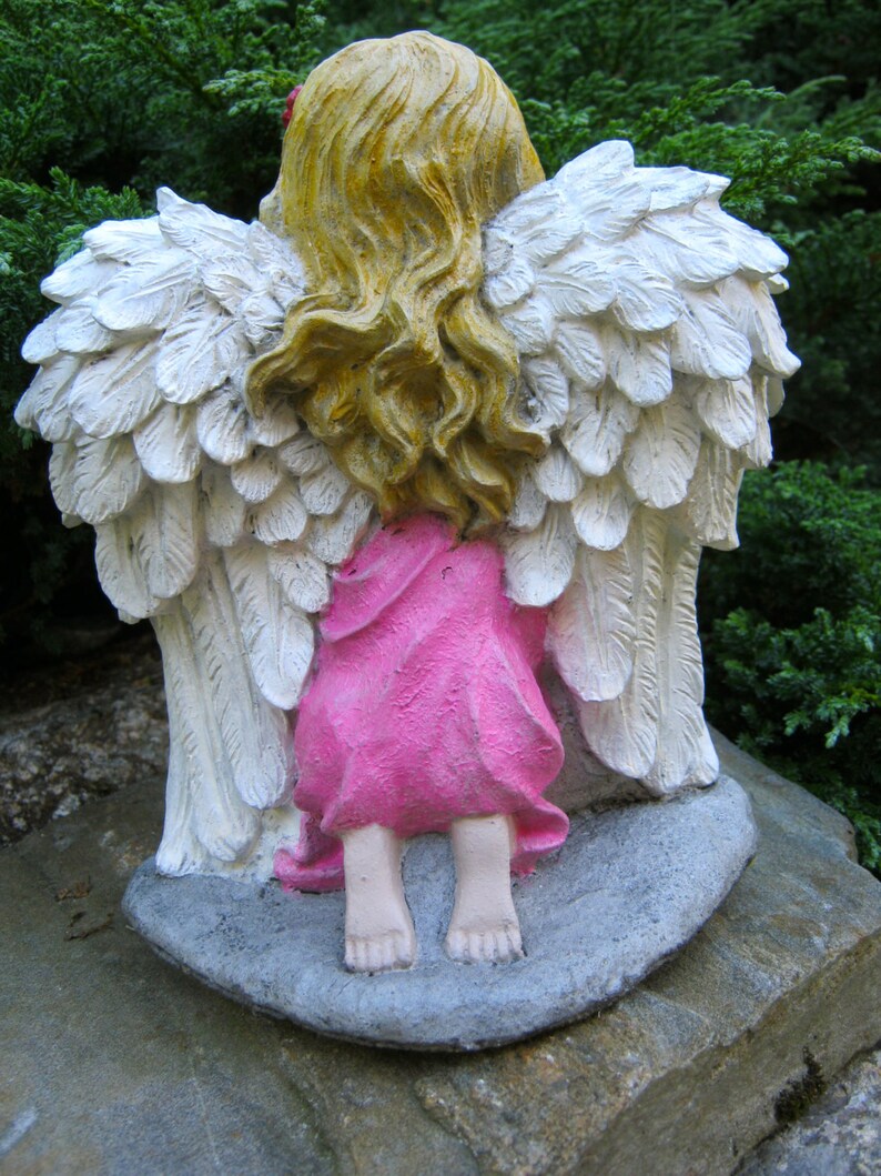 Angel Girl Concrete Garden Statue Painted Cement Figure Etsy