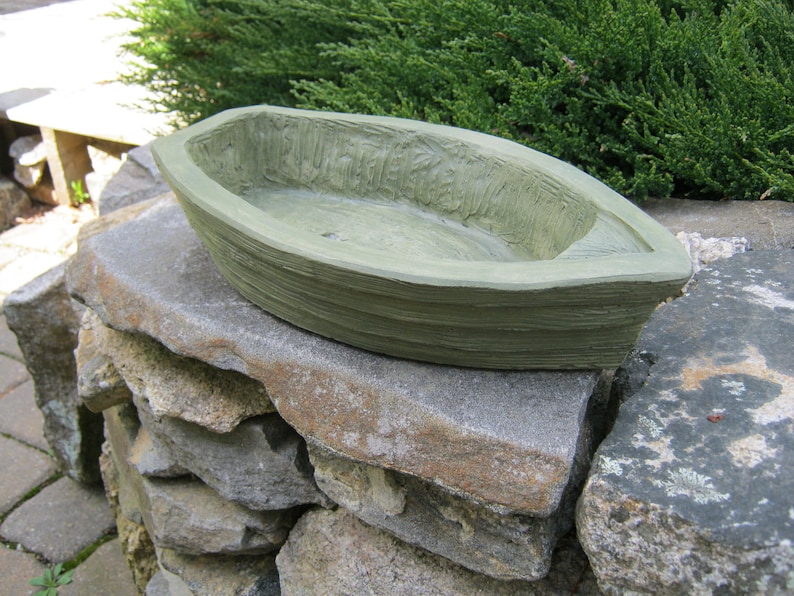 Boat Planter Concrete Green Boat Plant Pot Flower Pot Boat ...