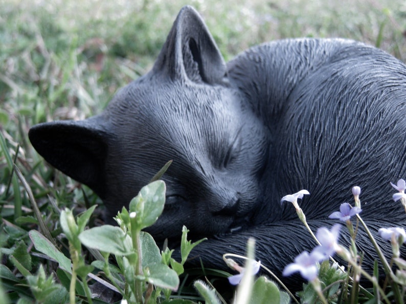 Cat Statue Concrete Cats Sleeping Cat Statues Cement Cat Etsy
