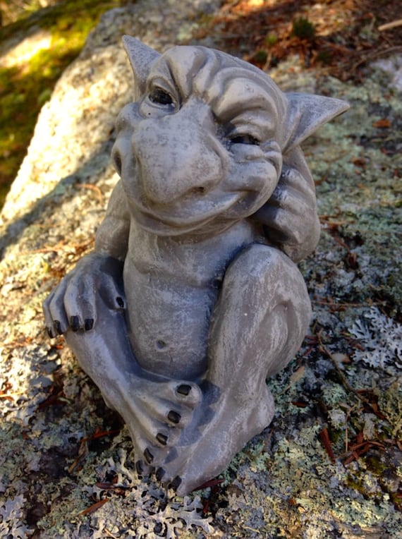 Gargoyle Statue Silly Gargoyle Concrete Garden Decor Cement Etsy