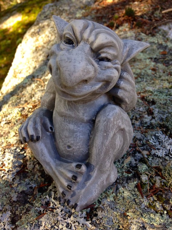 Gargoyle Statue Silly Gargoyle Concrete Garden Decor Cement Etsy