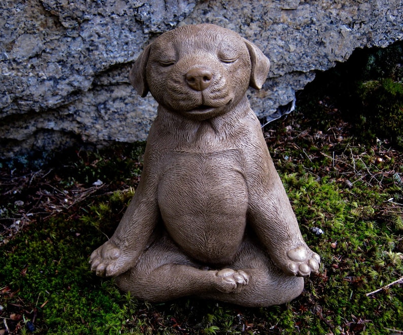 Meditating Dog Statue Zen Yoga Dog Cement Garden Statue Etsy
