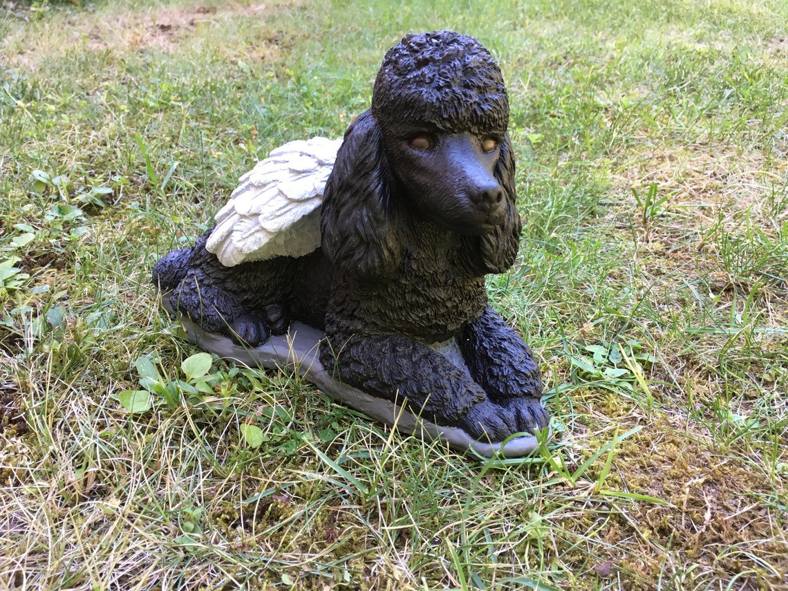 Poodle Statue Concrete Poodle Angel Statue Pet Memorial Etsy