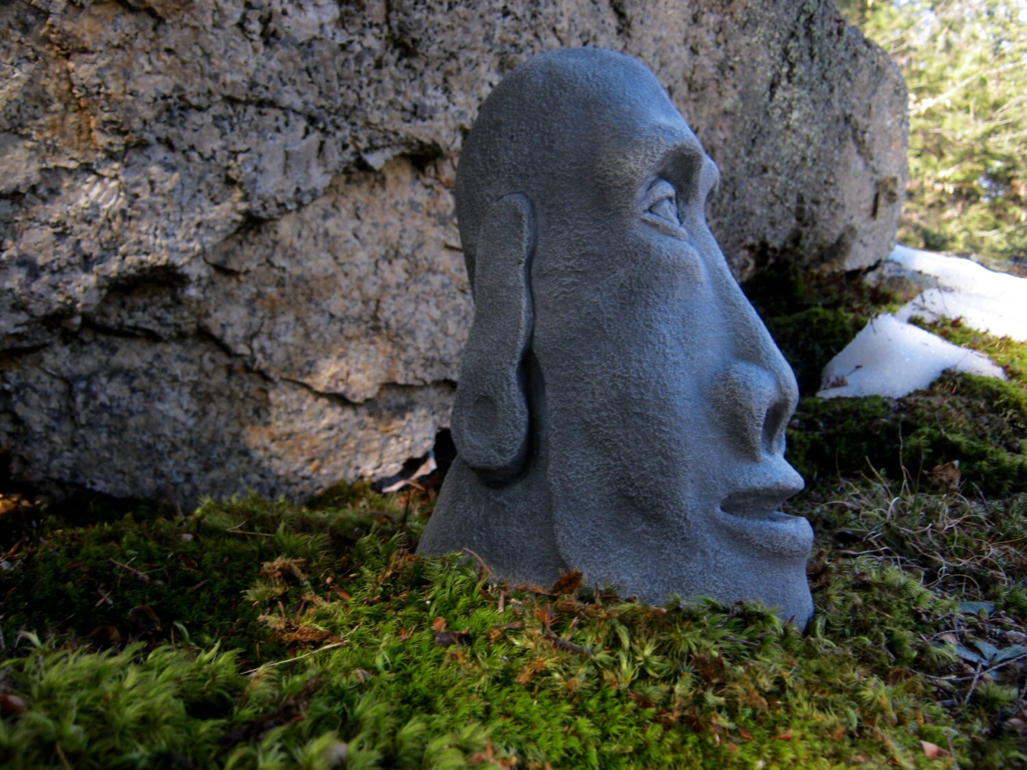 Easter Island Head Concrete Rock Face Moai Statue Cement Etsy
