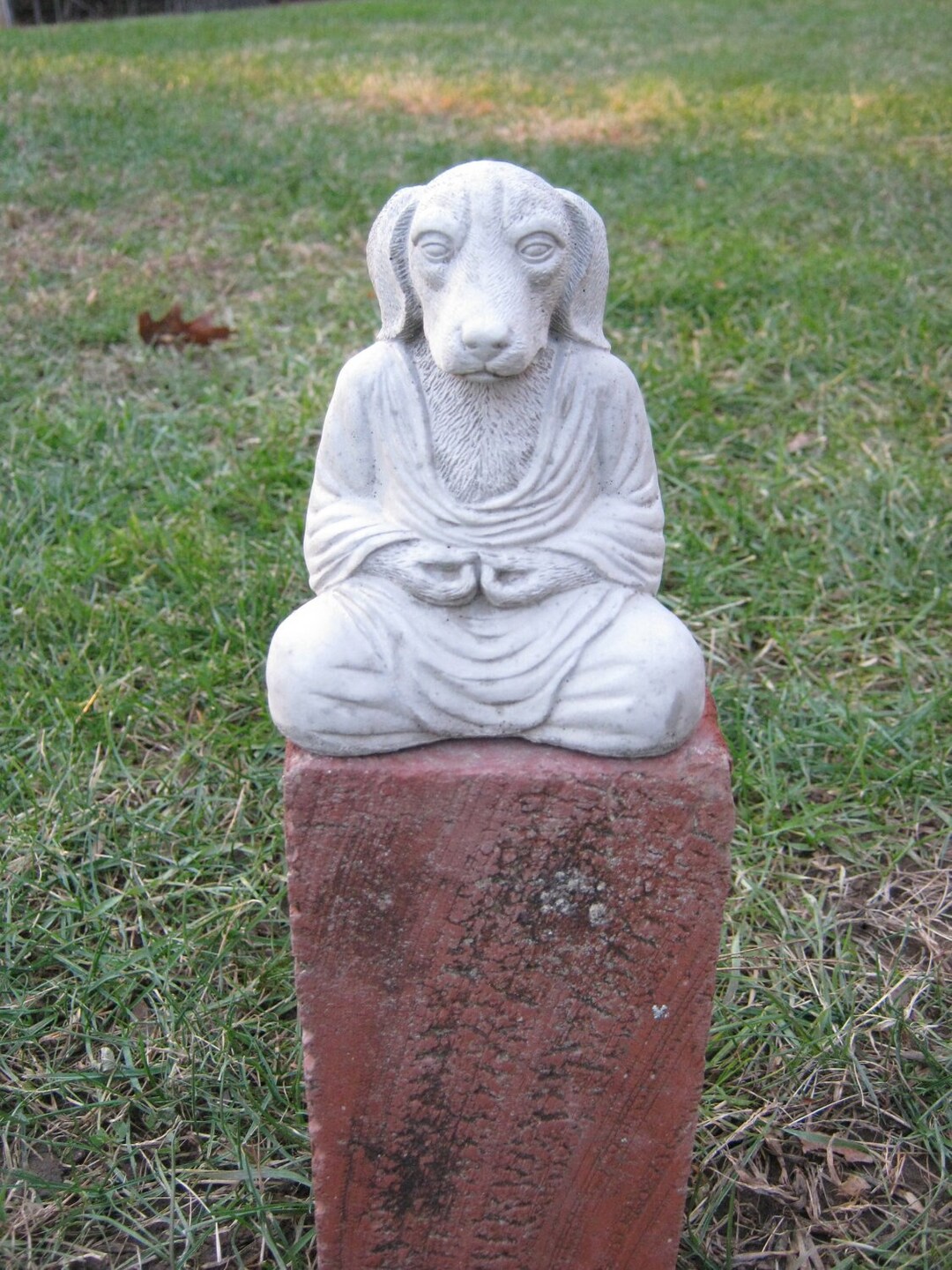 Buddha Dogs, Meditating Pet Dog, Cement Dog, Small Concrete Dog Statue