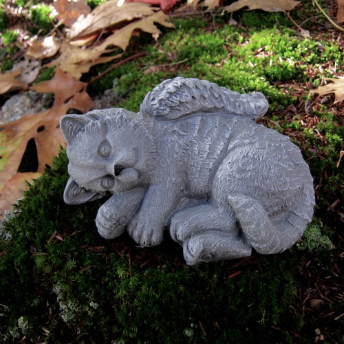 Cat Angel Statue Cat Memorial Concrete Cat Statues Cat Etsy