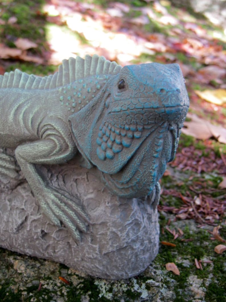 Iguana Iguana Garden Statue Reptile Garden Decor Painted Etsy