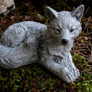 Fox Statue, Fox Sculpture, Concrete Fox Figure, Small Concrete Statues, Fairy Garden Fox, Cement Fox, Fairy Garden Decor, Concrete Art,