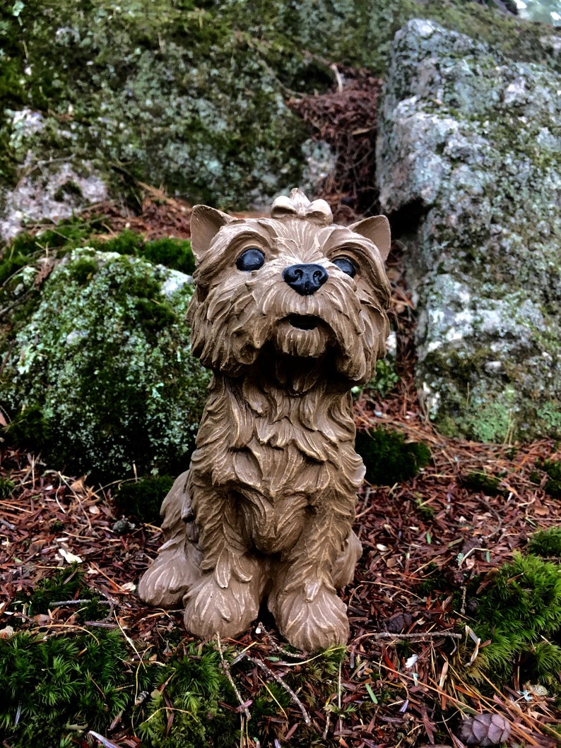 Yorkshire Terrier Concrete Statue Garden Statue Yorkie Etsy