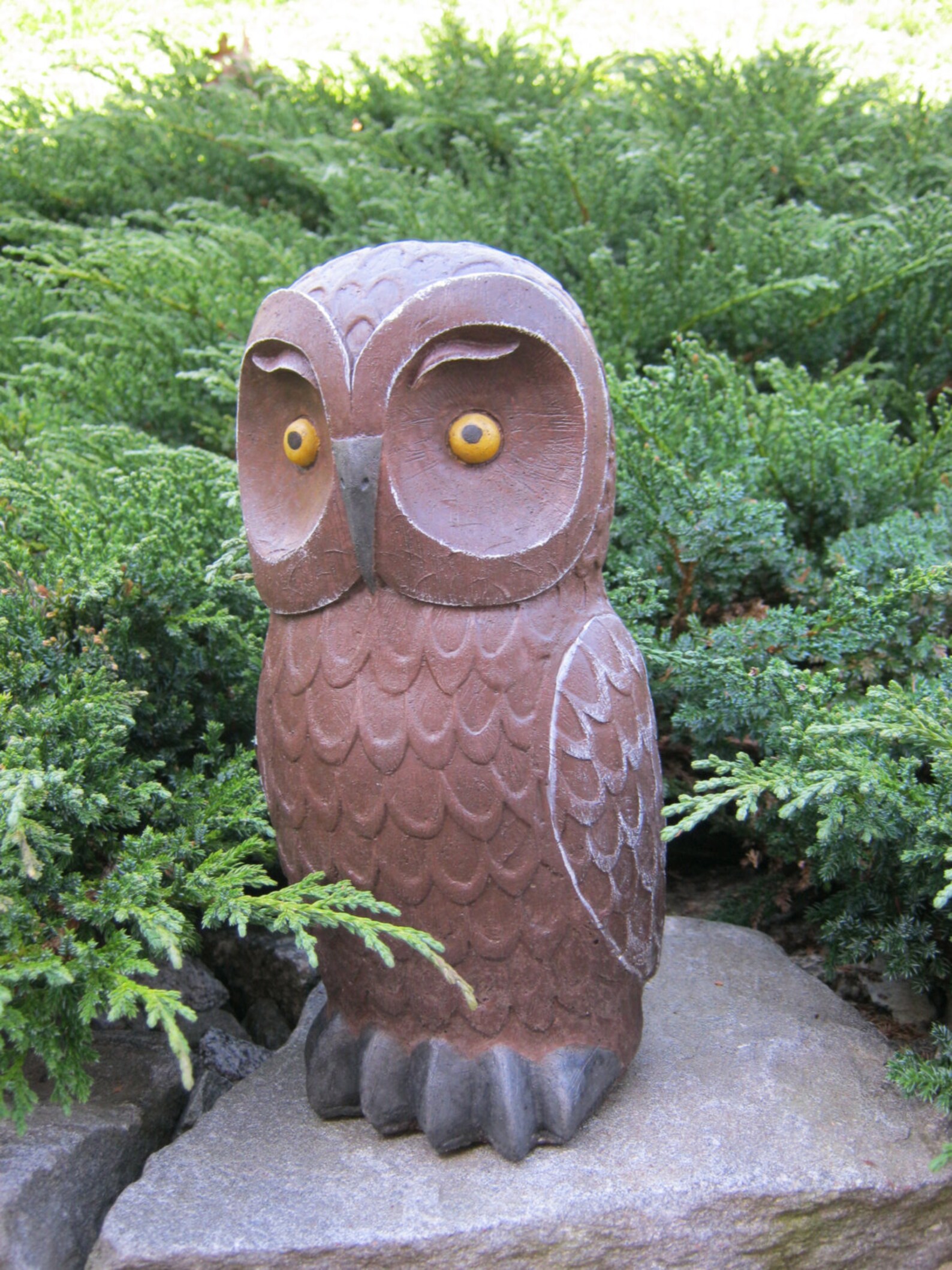 Owl Garden Statue Concrete Cement Owls Door Stop Concrete Etsy