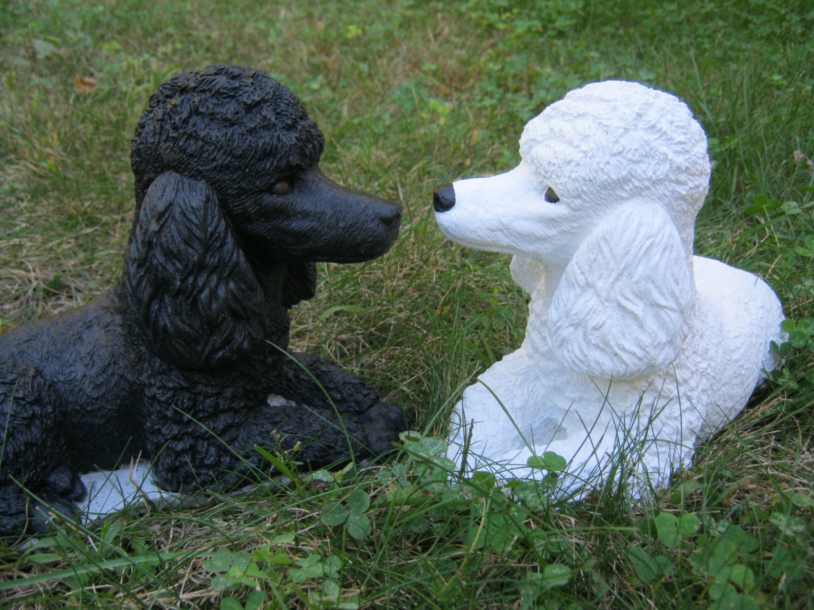Poodle Statue Black Poodle White Poodle Cement Garden Etsy