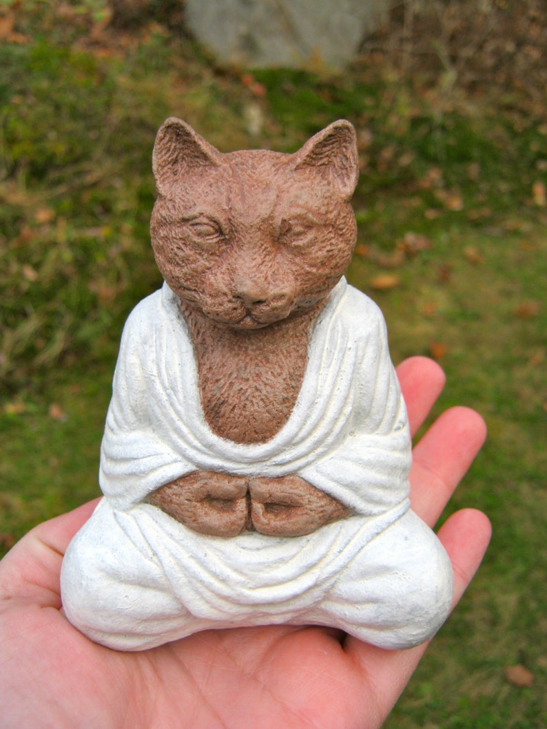 Buddha Cat Meditating Cat Concrete Cat Statue Cat Figure Etsy