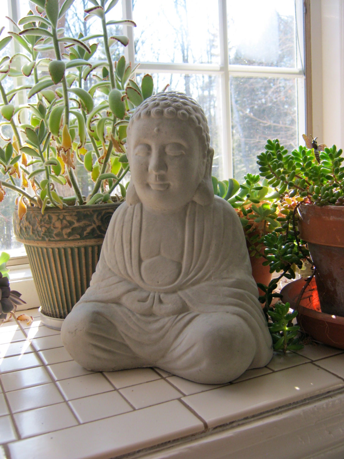 Buddha Statue Large Buddhism Concrete Figure Unpainted Etsy