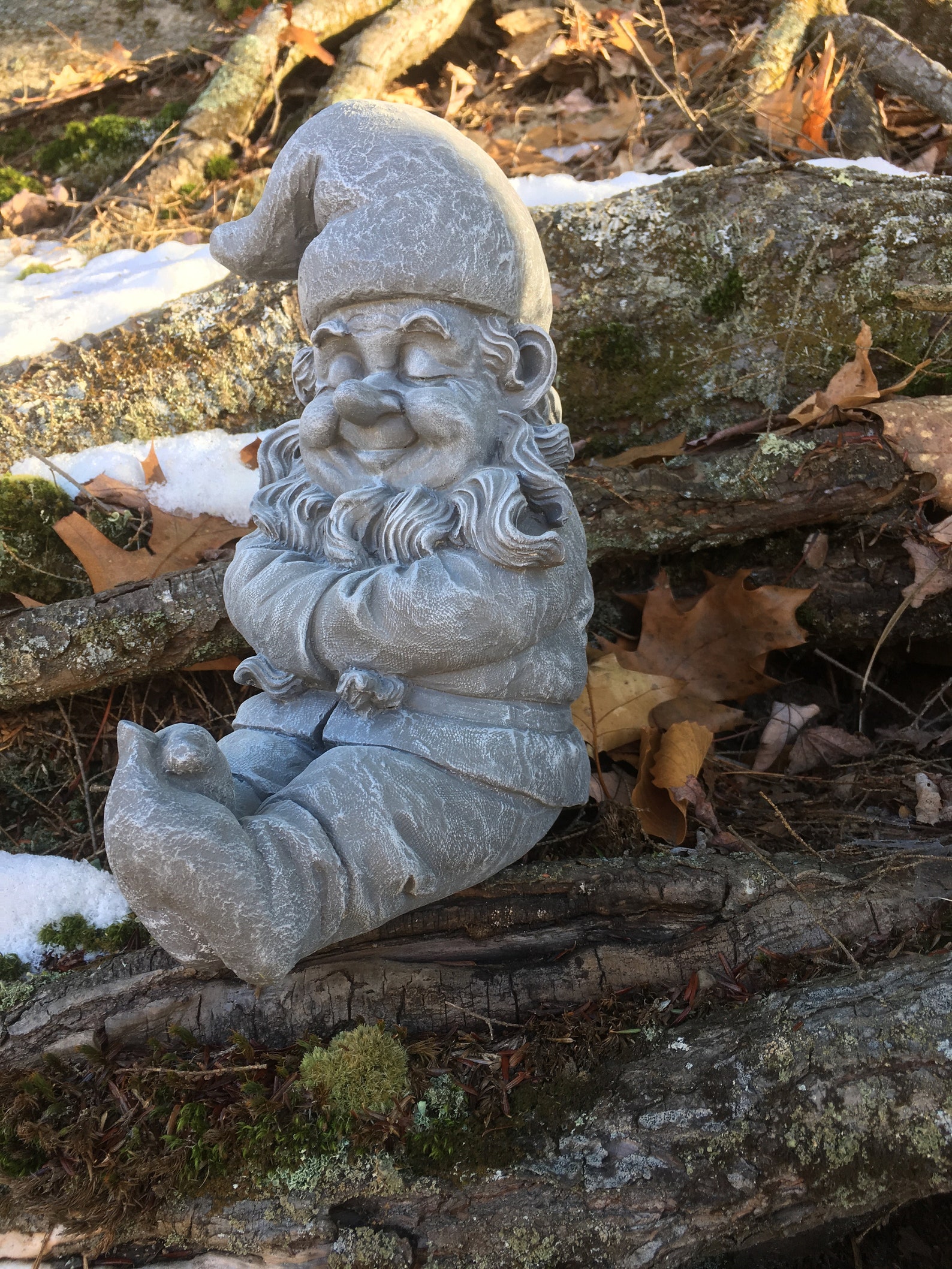 Garden Gnome Sleeping Concrete Gnome Resting Garden Decor Etsy