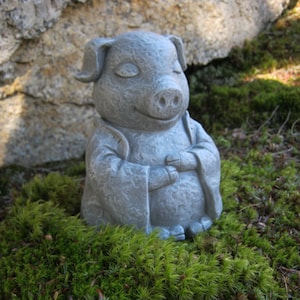 Pig Statue, Meditating Buddha Pigs, Zen Animals, Pig Figures, Concrete Pig, Pig Decor, Cement Pig, Garden Statues Of Pigs, Garden Decor, Zen