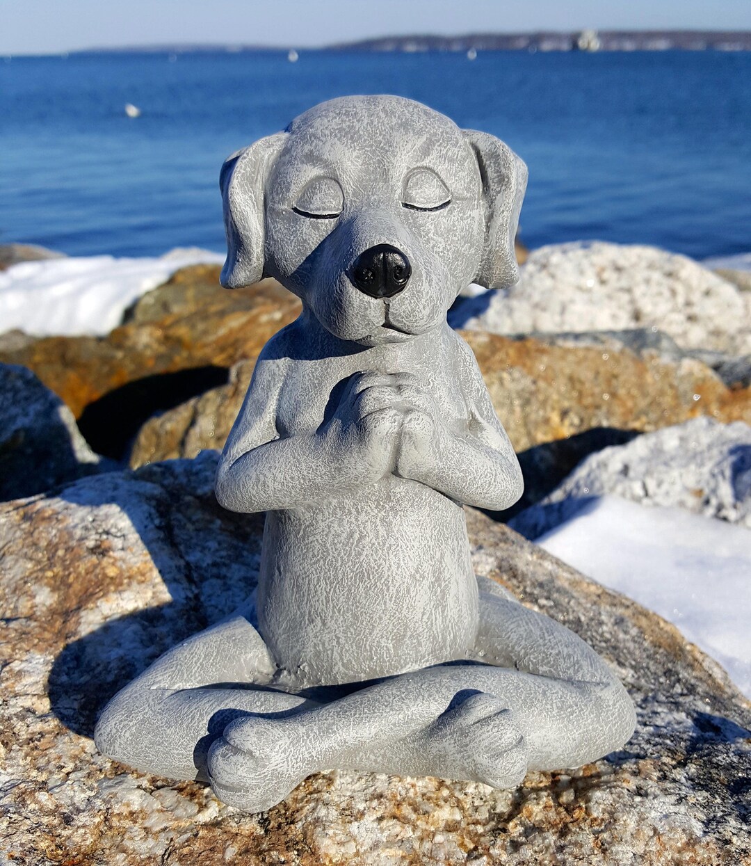Dog Buddha, Meditating Dog Statue, Yoga Dog, Garden Decor, Prayer Pose