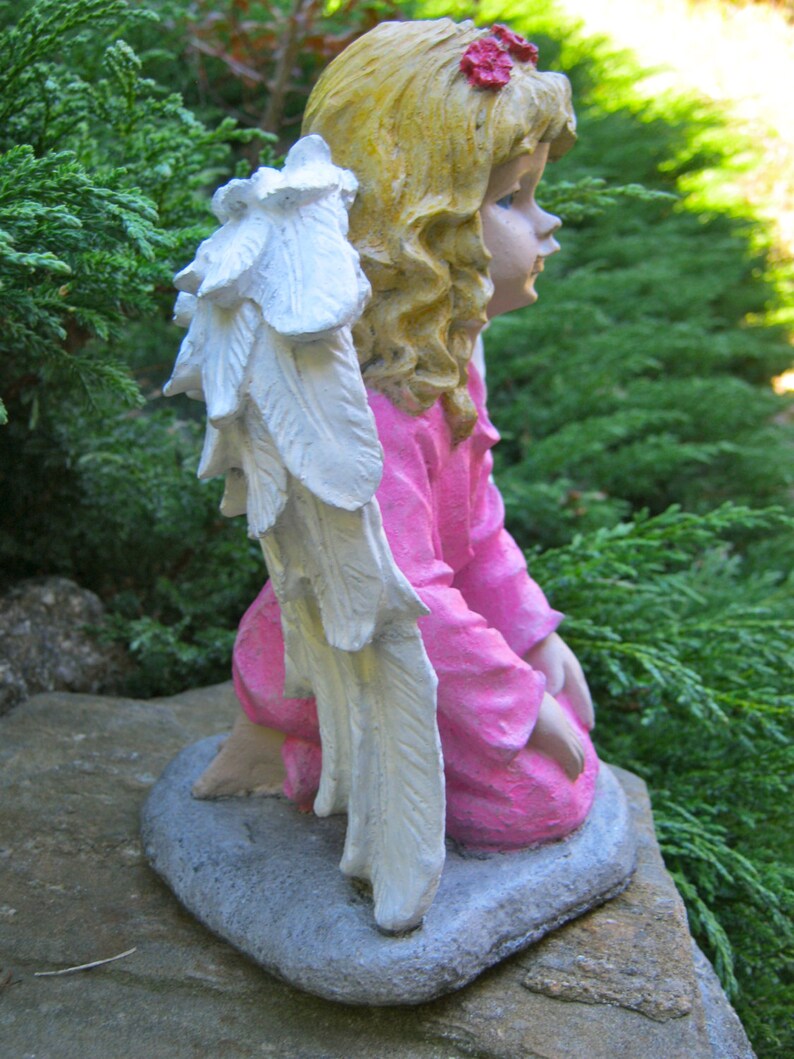 Angel Girl Concrete Garden Statue Painted Cement Figure Etsy