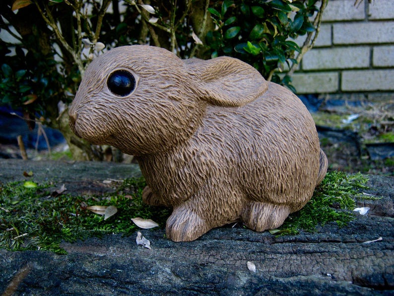 Rabbit Statue Concrete Rabbit Brown Cement Rabbit Garden - Etsy