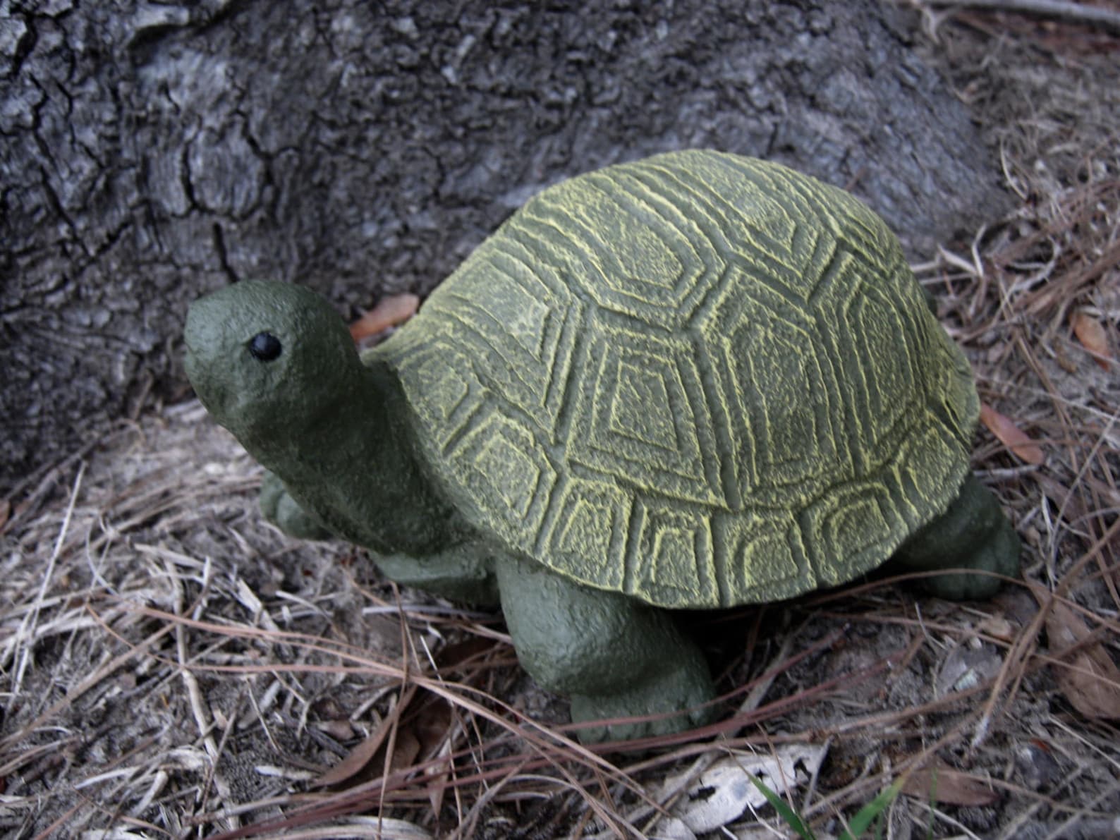 Turtle Statue Stretching Painted Concrete Garden Figure Etsy