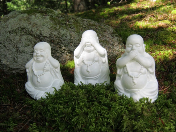 Hear No Evil Bouddha Blanc Décoration Ornement parle Voir
