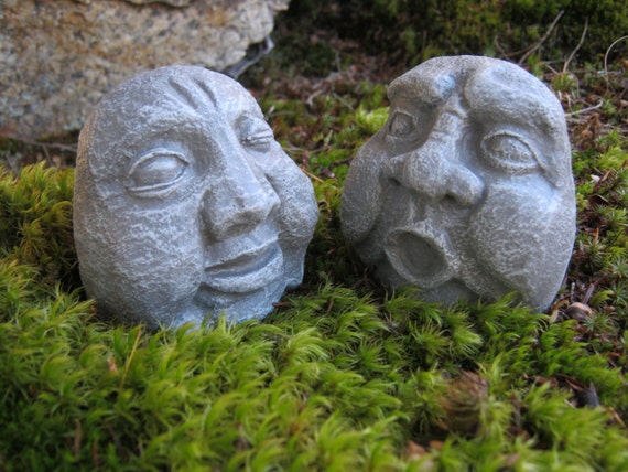 Rock Faces Three Concrete Garden Rocks Decor Pot Rock Faces Three Concrete Garden Rocks, Stone Faces Garden Ornaments