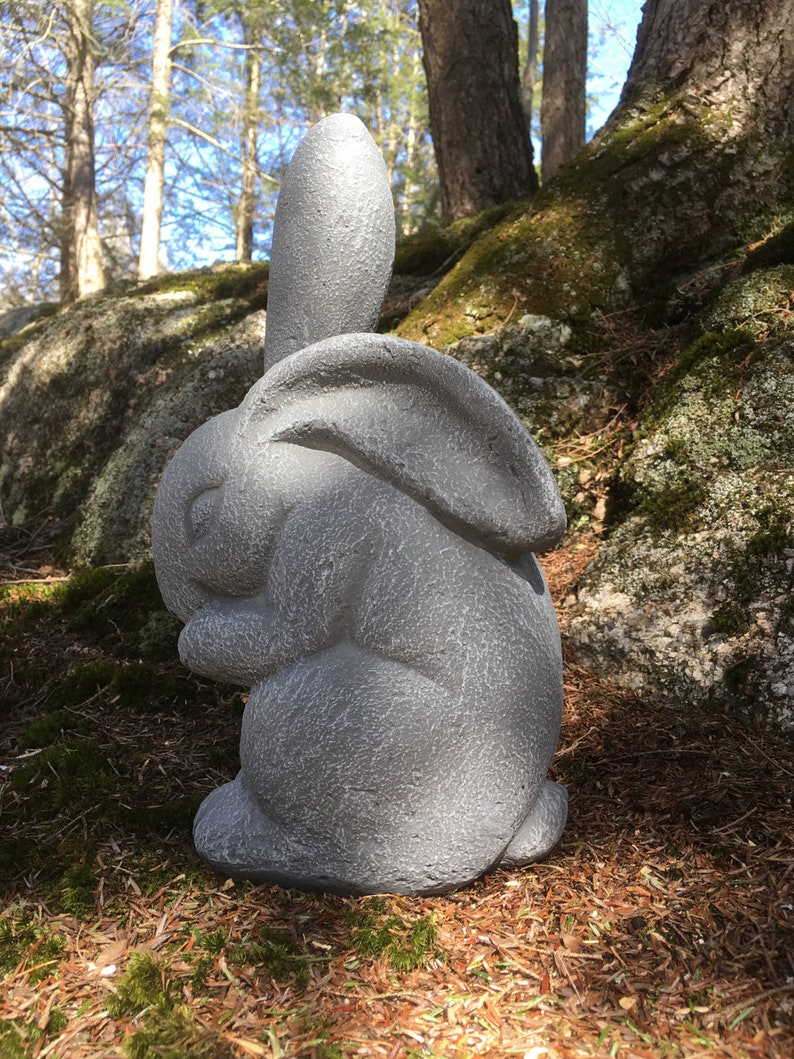 Rabbit Statue Concrete Garden Rabbits Garden Decor Cement Etsy