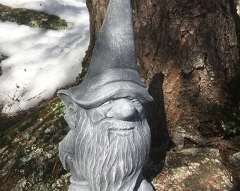 Gnome Statue, Garden Gnome, Cement Statue, Painted Concrete Gnome Figure, Garden Statues, Garden Decor, Wizard Gnome, Traditional Gnome Art