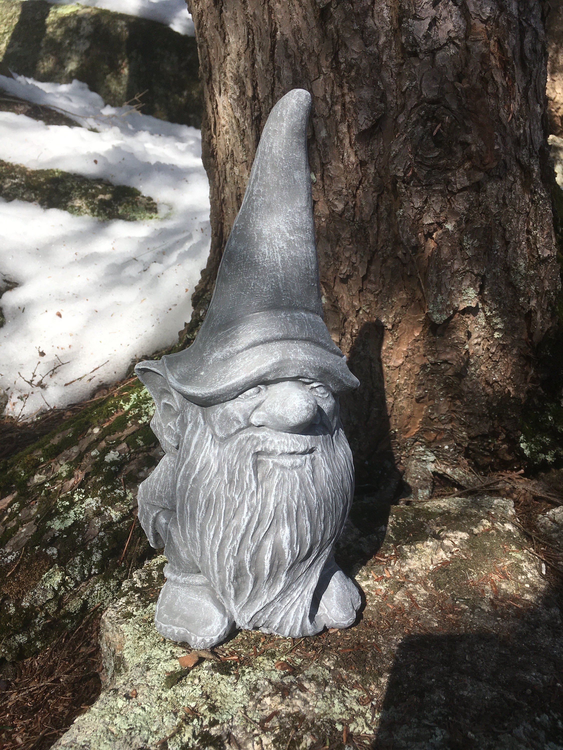 Gnome Statue Garden Gnome Cement Statue Painted Concrete Etsy