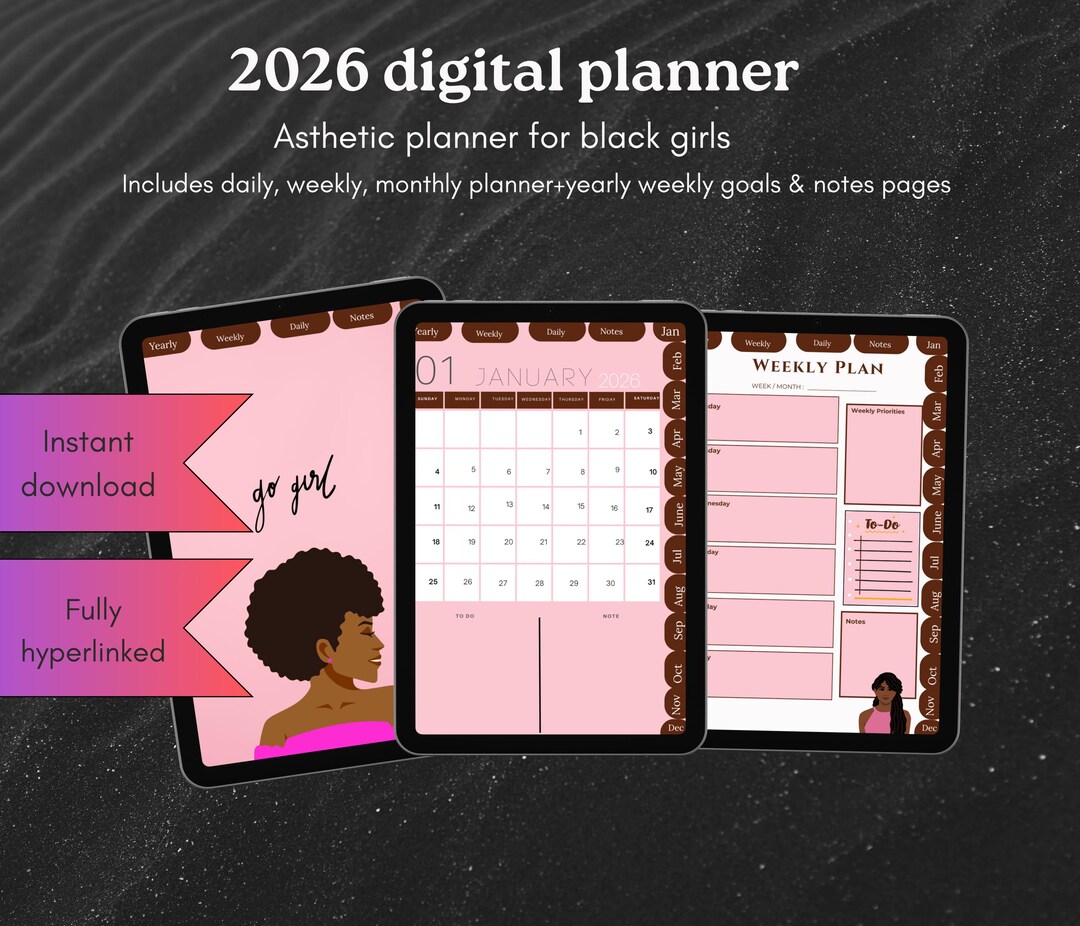 2026 Digital Planner for Black Women | Aesthetic Hyperlinked GoodNotes ...