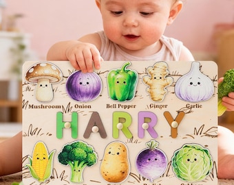 Personalized Baby Name Puzzle, Custom Kids cognitive learning Busy Board, Wooden Baby Toys, Birthday Gift for Baby, 1st Christmas baby gift