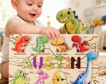 Personalized Wooden Name Puzzle, Custom Baby Keepsake Toys, Toddler Learning Toy & Shower Gift, Customized 1st Birthday Gifts for Baby Boy