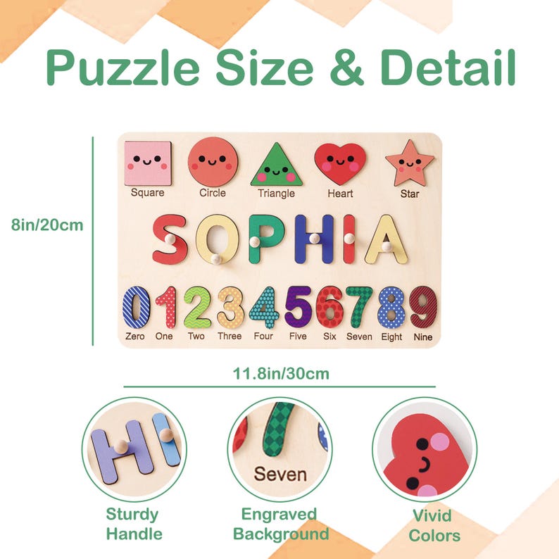 Personalized Baby Name Puzzle, Early Learning Busy Board, Wooden Baby Toy, Baby Room Decor, 1st Christmas Gift for kids, 1st Birthday Gift
Safe & Premium Quality​
Made of high-quality solid wood with multiple sanding processes—smooth edges
Printed with non-toxic paint—vibrant colors, zero odor, safe for long-term play
Kids feel like they’re exploring a real animal world!​
Perfect for Parent-Child Time​
Share joy as they finish & tell stories about the animals—great for language development!