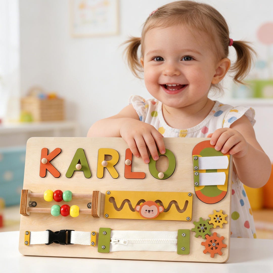 Personalized Baby Name Puzzle, Custom Kids Busy Board for Learning ...