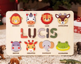 Personalized Baby Name Puzzle, Name Puzzle for Toddler, Early Learning Busy Board, Wooden Baby Toy, 1st Birthday Gift, Baby Christmas Gift
