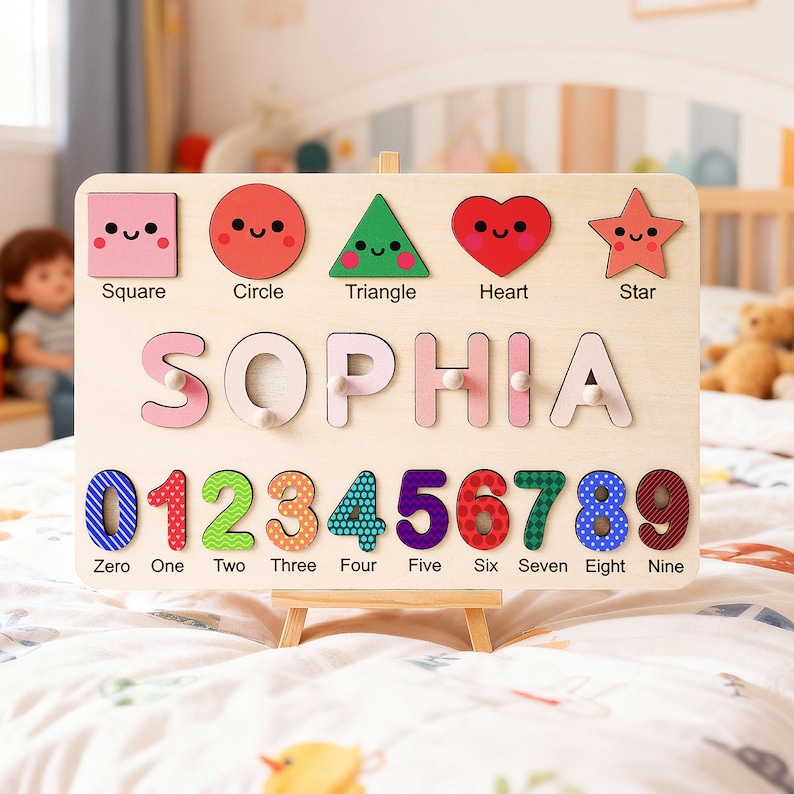 Personalized Baby Name Puzzle, Early Learning Busy Board, Wooden Baby Toy, Baby Room Decor, 1st Christmas Gift for kids, 1st Birthday Gift
Safe & Premium Quality​
Made of high-quality solid wood with multiple sanding processes—smooth edges
Printed with non-toxic paint—vibrant colors, zero odor, safe for long-term play
Kids feel like they’re exploring a real animal world!​
Perfect for Parent-Child Time​
Share joy as they finish & tell stories about the animals—great for language development!