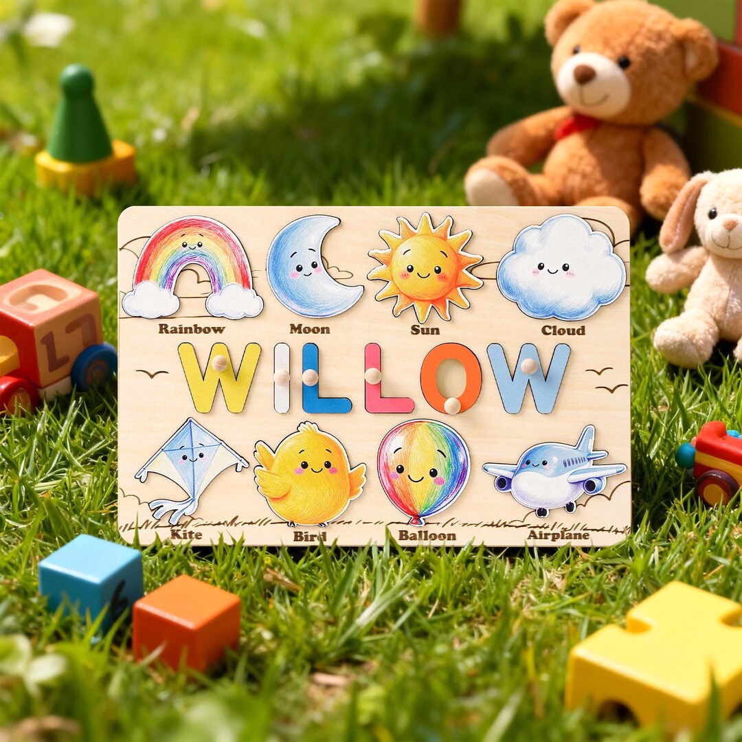 Personalized Baby Name Puzzle, Wooden Puzzle Toddler Toy, Custom Kids ...