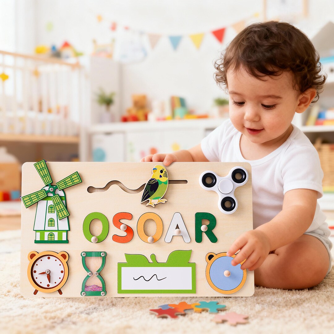 Personalized Baby Name Puzzle, Wooden Puzzle Toy, Early Learning Busy ...