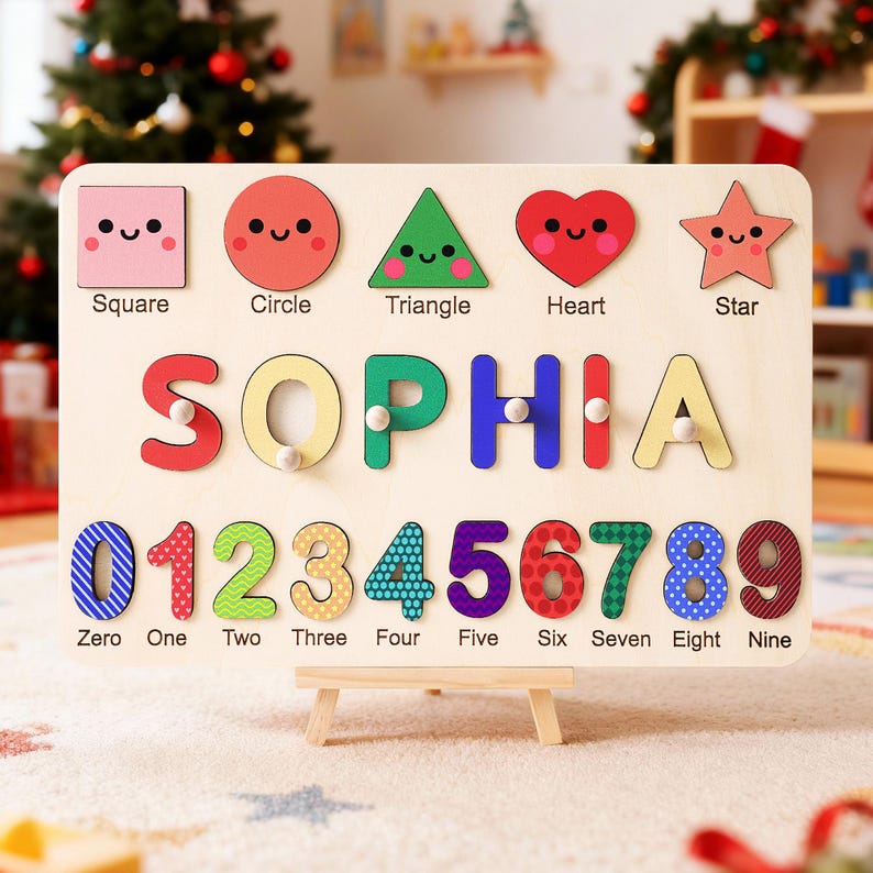 Personalized Baby Name Puzzle, Early Learning Busy Board, Wooden Baby Toy, Baby Room Decor, 1st Christmas Gift for kids, 1st Birthday Gift
Safe & Premium Quality​
Made of high-quality solid wood with multiple sanding processes—smooth edges
Printed with non-toxic paint—vibrant colors, zero odor, safe for long-term play
Kids feel like they’re exploring a real animal world!​
Perfect for Parent-Child Time​
Share joy as they finish & tell stories about the animals—great for language development!