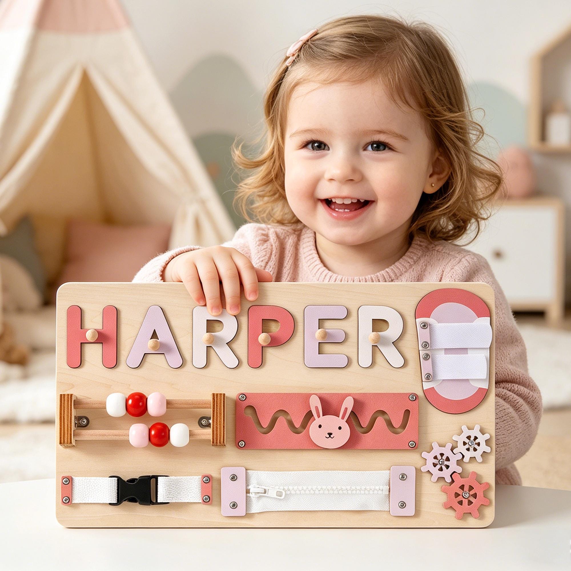 Personalized Baby Name Puzzle, Custom Wooden Toddler Toys, Kids Busy ...