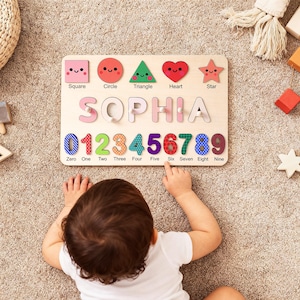 Personalized Baby Name Puzzle, Early Learning Busy Board, Wooden Baby Toy, Baby Room Decor, 1st Christmas Gift for kids, 1st Birthday Gift
Safe & Premium Quality​
Made of high-quality solid wood with multiple sanding processes—smooth edges
Printed with non-toxic paint—vibrant colors, zero odor, safe for long-term play
Kids feel like they’re exploring a real animal world!​
Perfect for Parent-Child Time​
Share joy as they finish & tell stories about the animals—great for language development!