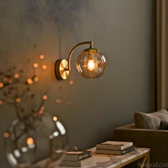 Nordic Glass Wall Sconce – Minimalist Stained Glass LED Lamp, Entryway Light
