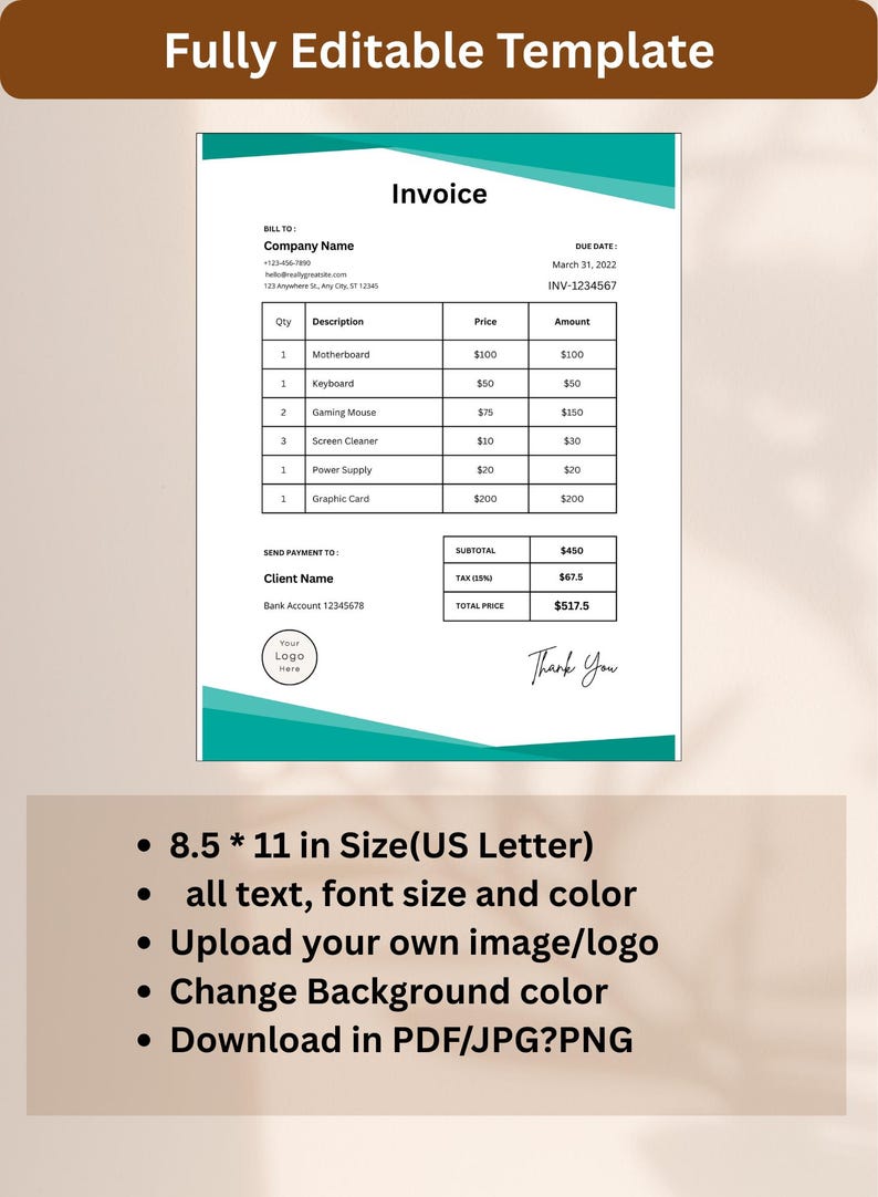 Invoice Template - Custom Invoice Template for Small Business ...
