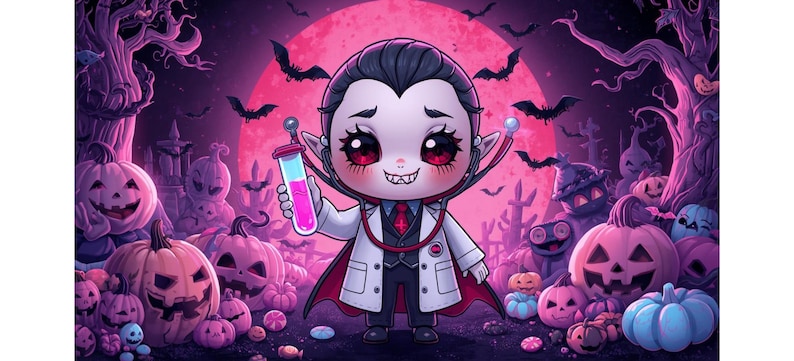 Vampires Doctor Halloween Png,cute Kawaii Spooky Sublimation Design for ...