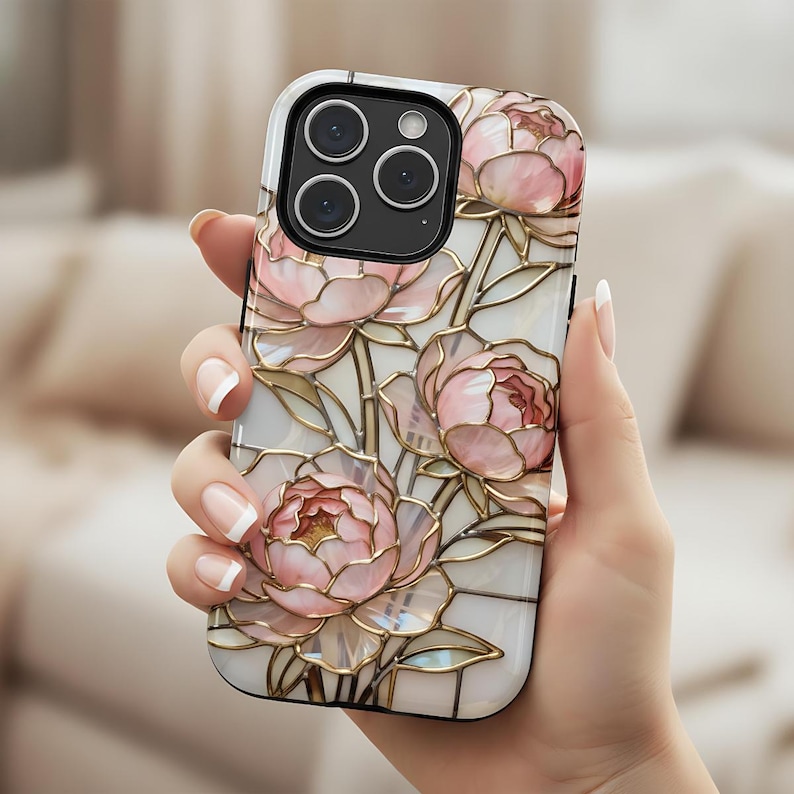 Pink Peony Case Phone Protection Silicone Cover Floral Design Stained ...