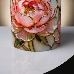 Pink Floral Mug Stained Glass Artistic Ceramic Flower Cup Elegant Tea Drinking Vessel Handcrafted Design Unique Gift Kitchen Accessory Home image 18