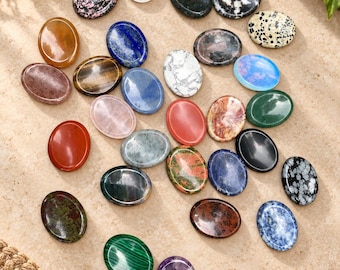 Pietra antistress in cristallo lucidato, pietra naturale per il pollice, cristallo tascabile per la meditazione, regalo per la guarigione Reiki e il sollievo dallo stress