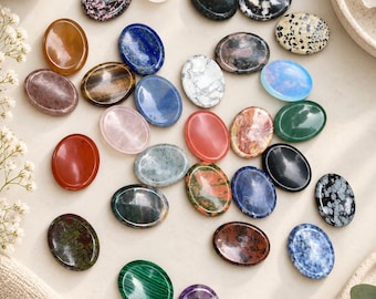 Pietra antistress in cristallo lucidato, pietra naturale per il pollice, cristallo tascabile per la meditazione, pietra curativa Reiki, regalo per la consapevolezza